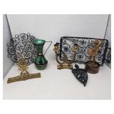 Vintage brass menorah, Israeli brass vase, metal