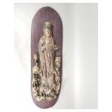 Vintage carved wood Guanyin plaque