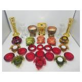 Group of glass composite and crystal candle