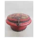 Vintage Chinese red lacquered hand painted