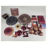 Vintage wood boxes, fruit and stands