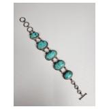 Sterling silver and turquoise cabochon bracelet