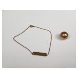 10k gold bar bracelet and 1926 LA  tennis champ