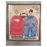 Vintage Chinese ancestor portrait mixed media on