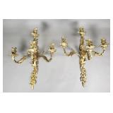 Pair of vintage Rococo-style gilt bronze candle