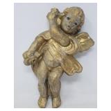 Vintage wood gilt cherub plaque