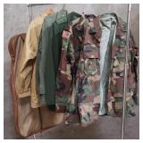 Group of military police clothing with leather