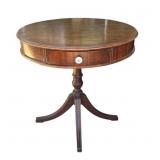 Antique wood drum table