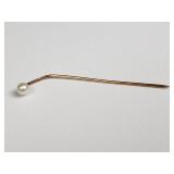 14k gold and pearl stick pin