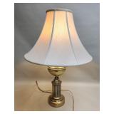 Vintage Neoclassical brass table lamp with shade