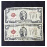 Pair of 1928 U.S. $2 dollar notes