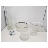 Group of crystal and glass bowl, paperweight, &