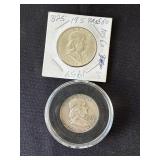 Pair of Franklin silver half dollars