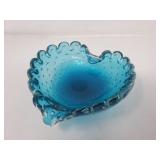 Vintage Murano bullicante heart-shaped dish or