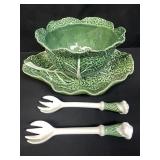 Vintage Bordallo Pinheiro cabbage earthenware soup