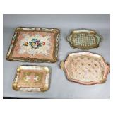 4 vintage Italian Florentine trays