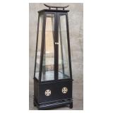 Asian-style ebonized display cabinet with brass