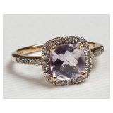 14k rose gold, amethyst, and diamond ring, by EMA