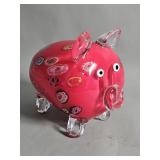 Vintage handblown art glass millefiori pig