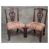 Pair of Chippendale-style carved mahogany side