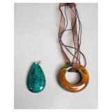 Agate stone pendant and chrysocolla gem pendant