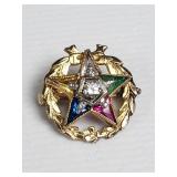 14k yellow gold top, diamond, and semi-precious