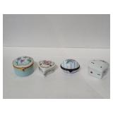 Four Limoges (France) porcelain trinket boxes