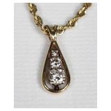 14k yellow gold and diamond pendant on 14k chain