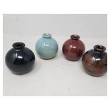 4 signed studio pottery vases