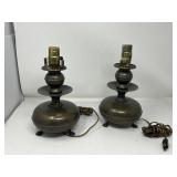 Pair of vintage brass electric table lamp