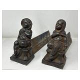Pair of antique Val dï¿½Osne cast iron andirons