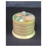 Vintage brass trinket box with a  stone mosaic lid