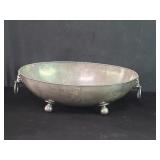 Vintage silver plate footed bowl with lion's