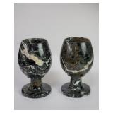 Pair of marble goblets