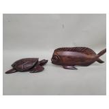 Pair of carved teak animal figures