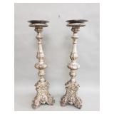 Pair of vintage composite Baroque style candle