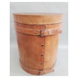 Vintage leather bound lidded storage bin
