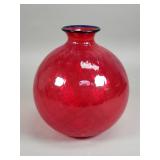 Signed hand blown glass vase
