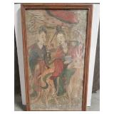 Chinese polychrome stucco fresco panel