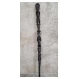 African carved wood ceremonial staff