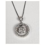 14k white gold and diamond pendant with 14k chain