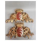 Pair of vintage Rococo style gilt wood plaques