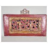 Antique Chinese gold gilt and red hand-carved