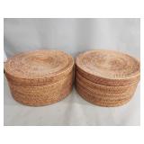 Group of rattan baskets and boxes