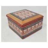 Hand painted pottery trinket box