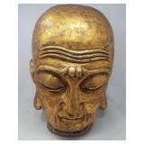 Vintage gilt wood Buddha head sculpture