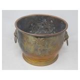 Vintage brass repousse floral planter