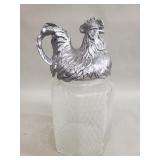 Arthur Court glass and aluminum rooster canister