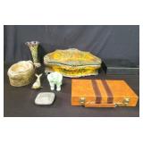 Hand painted wood trinket box, as is