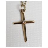 14k yellow gold cross with diamond pendant